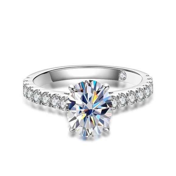 Certified 2.48ct. t.w. Moissanite Diamond Oval Engagement Ring NEW - Picture 3 of 16